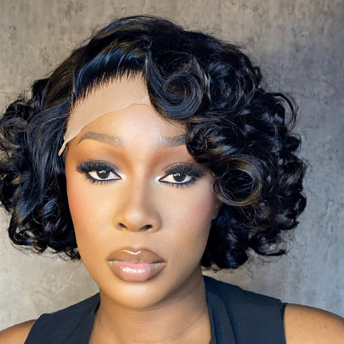 8” Loose curls 4 x 4 Glueless & Ready to Wear